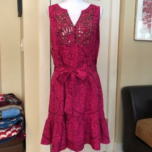 White House Black Market printed fuchsia dress
